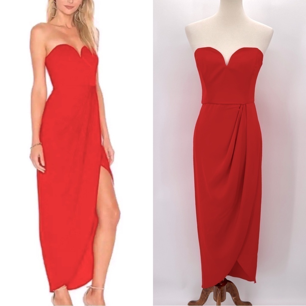 Shona Joy Red U Wire Bustier Strapless Dress Size 8